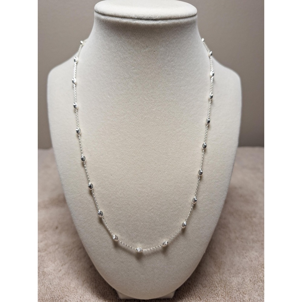 Beaded chain necklace in sterling silver 20 inches 4.5 grams